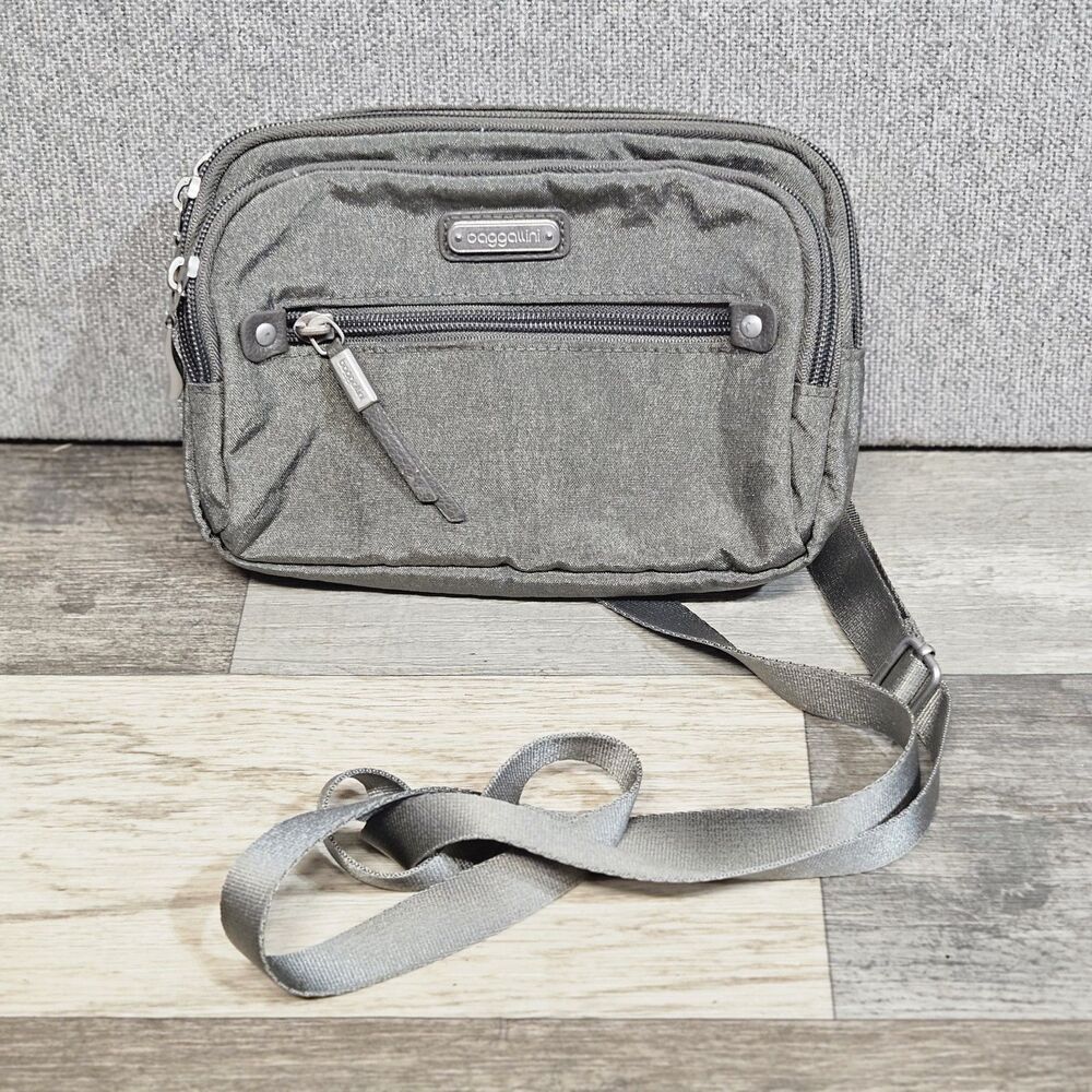 Baggallini - Triple Zip Bagg - Women's Small Crossbody Bag - Grey/Silver